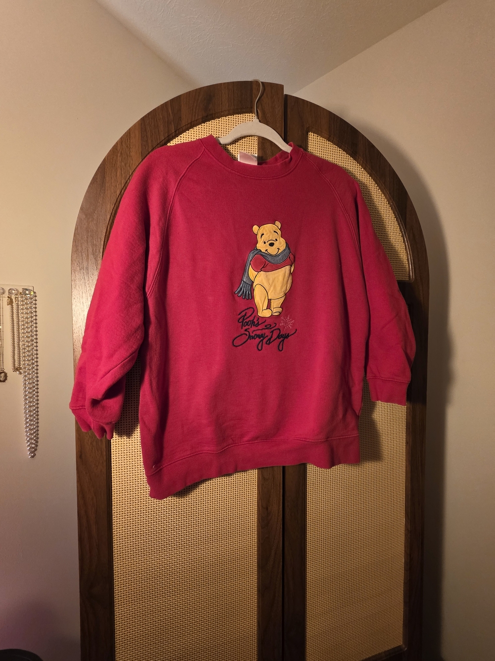 Disney Red Winnie the Pooh Crewneck Sweatshirt